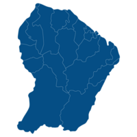 French Guiana map. Map of French Guiana in administrative provinces in blue color png