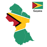 kaart van Guyana met nationaal vlag van Guyana png