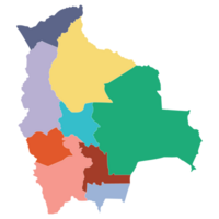 bolivia Karta. Karta av bolivia i administrativ provinser i Flerfärgad png