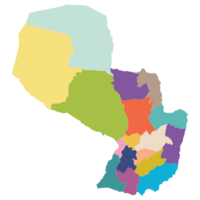 Paraguay map. Map of Paraguay in administrative provinces in multicolor png