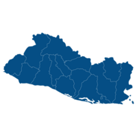 El Salvador map. Map of El Salvador in administrative provinces in blue color png