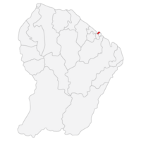 Map of French Guiana with capital city Cayenne png