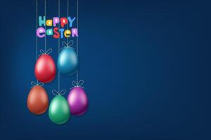 Happy Easter banner with copy space. 3d vector illustration