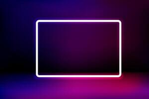 Abstract vector background with white neon frame. Vector illustration