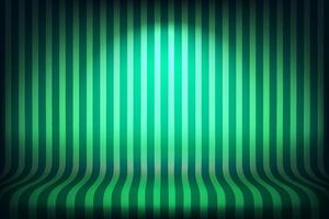 Abstract green studio with stripes on the wall. Design product template. 3d vector mockup