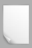 White paper vertiWhite paper vertical sheet with bending bottom left corner isolated on grey background. Vector illustrationcal sheet with bending bottom right corner isolated on grey background.