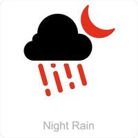 Night Rain and weather icon concept vector