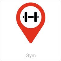 gym and location icon concept vector