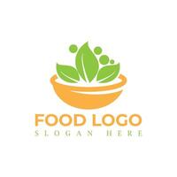 Food logo design template icon symbol for cafe, restaurant, cooking business and organic food symbols with fruits and vegetables. vector