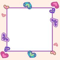 Cute heart frame with space for text. Colorful vector background illustration