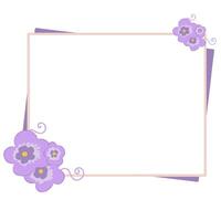 Purple Flower Frame Background Template with Copy Space for Text. Editable vector banner for social media post, card, cover, invitation, poster