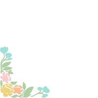 Pastel Flowers Arrangement In A Corner Border Vector Image Isolated On White Background. Design for banner, poster, card, invitation and social media post