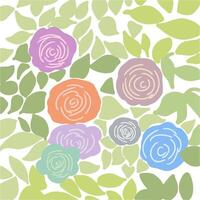 Flower Roses Wall Art Colorful Vector Image. Abstract Green Botanical Art