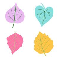 Four Colorful Leaves Vector Design Isolated on White Background