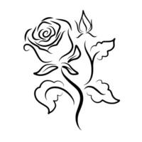 Beautiful Rose Flower Bud Silhouette Line Art For Creative Project vector