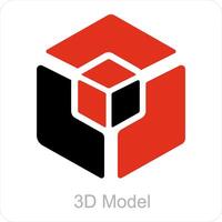 3d modelo y cubo icono concepto vector