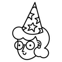 Girl In Festive Hat Birthday Party Thin Stroke Icon vector