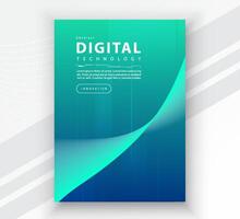 Poster brochure cover banner presentation layout template, Technology digital futuristic internet network connection green blue background, Abstract cyber future tech communication Ai big data science vector