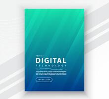 Poster brochure cover banner presentation layout template, Technology digital futuristic internet network connection green blue background, Abstract cyber future tech communication Ai big data science vector