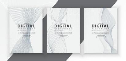 Poster brochure cover banner presentation layout template, technology digital futuristic internet network connection white background, abstract cyber future tech communication, Ai big data science 3d vector