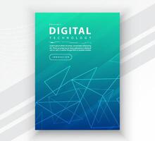 Poster brochure cover banner presentation layout template, Technology digital futuristic internet network connection green blue background, Abstract cyber future tech communication Ai big data science vector