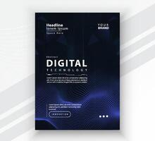 Poster brochure cover banner presentation layout template, Technology digital futuristic internet network connection blue background, Abstract cyber future tech communication, Ai big data science post vector