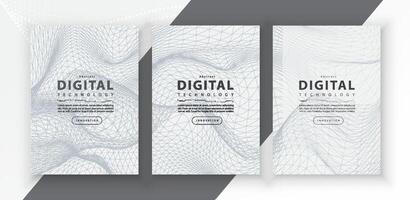 Poster brochure cover banner presentation layout template, technology digital futuristic internet network connection white background, abstract cyber future tech communication, Ai big data science 3d vector