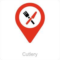Cutlery and location icon concept vector