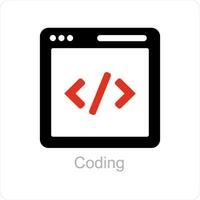 Coding and screen icon concept vector