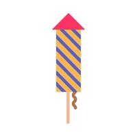 Rocket Firecracker Birthday Color Stroke Icon vector