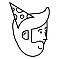 Dad Face Cone Cap Birthday Party Thin Stroke Icon vector
