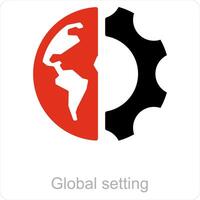 Global setting and setting icon concept vector