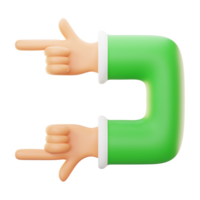 zwei Hände zeigen links 3d Symbol Illustration png