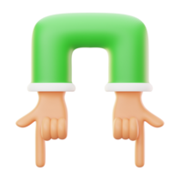 Due mani puntamento giù 3d icona illustrazione png