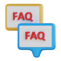 FAQ 3d icône illustration. client et soutien 3d le rendu png