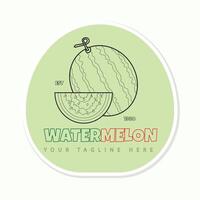 Watermelon slice summer fruit realistic label and sticker or badge template for packaging vector illustration