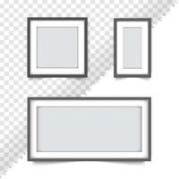 Set of photo frames, grey border blank picture frame, mock up template vector illustration