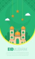 Ramadan poster with mosque and hanging star vector