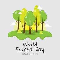 International Day of Forests poster with a forest on an island vector