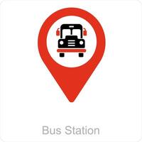 autobús estación y ubicación icono concepto vector