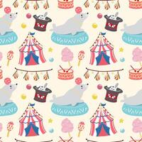 Circus seamless pattern on a yellow background vector