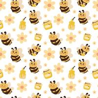 Honey bee cartoon pattern seamless vector