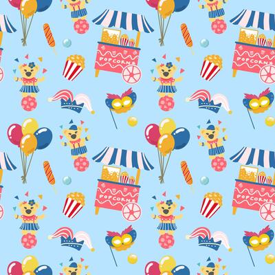 Circus seamless pattern on a yellow background