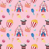 Circus seamless pattern on a yellow background vector