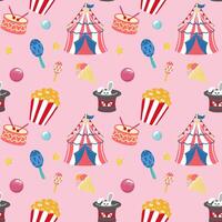 Circus seamless pattern on a yellow background vector