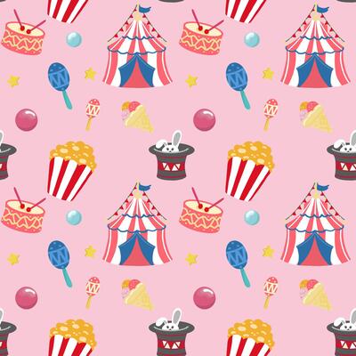 Circus seamless pattern on a yellow background