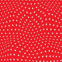 abstract seamlees white color small circle polka dot wavy distort pattern on red color background vector