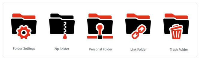 folder setting, zip and personal folder vector