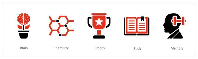 brain, chemistry and trophy vector