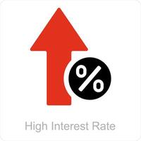 high interest rate and high icon concept vector